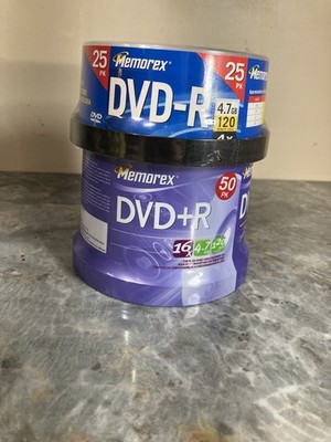 Memorex DVD+R Discs 50 +25 Pack 16x 4.7GB 120 Min Blank Burnable DVDs - NEW