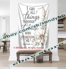 Fabric Tapestry Philippians Faith Home Decor christian encouragement 59X82 in