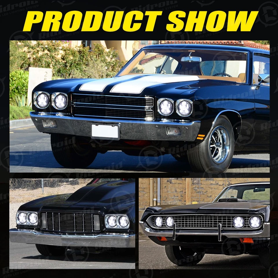 Faros LED PUNTO 4 piezas haz alto/bajo de 5,75" pulgadas para Plymouth Road Runner 1968-1974 Foto 2 de 4