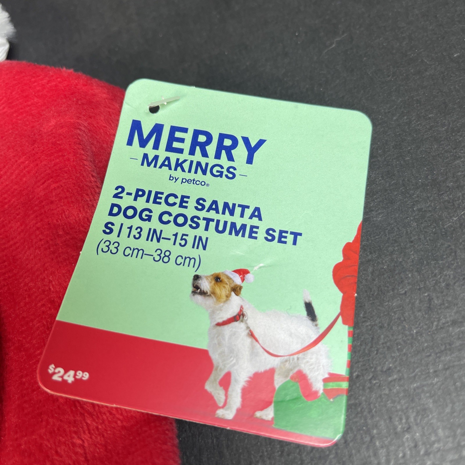 Petco Merry Makings Dog Santa Costume 2-Piece Plush Suit w/ Hat Size Small NWT