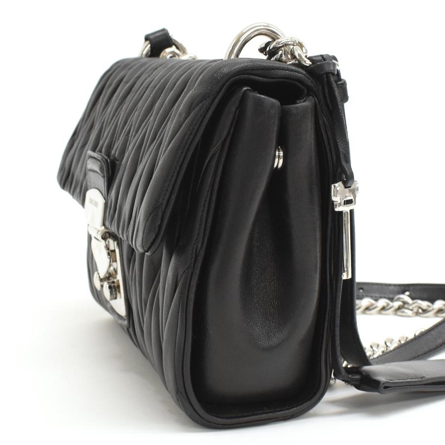 Miu Miu Chain Shoulder Bag 5BD002 Matelasse Leather Black