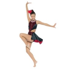 Tenth House Red  Black Sequin  Satin Dance Costume w/Rhinestones