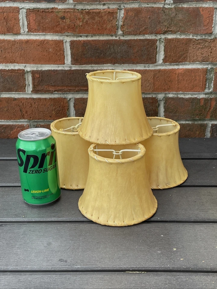 Conjunto de 4 lustre de couro cru com clipe abajur sombra rancho rústico lodge sudoeste - Imagem 3 de 4