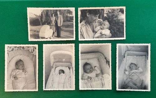 2699/bundle of 6 photos parents with pram and their little baby.7x10 cm