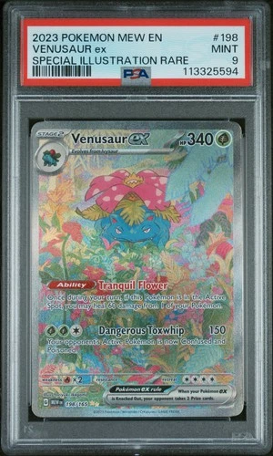 2023 POKEMON MEW EN-151 SPECIAL ILLUSTRATION RARE #198 VENUSAUR EX PSA 9