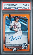 TATE SOUTHISENE | 2025 Bowman Draft | True Orange Auto /25 | PSA 10 Pop 1