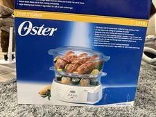 NEW Oster Food Steamer 5712 w/Double-Tiered 6.1qt Capacity Timer and LCD Display
