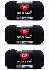 Red Heart Super Saver Black Yarn - 3 Pack of 198g/7oz - Acrylic 3 pack,