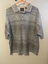 Polo golf Greg Norman Collection uomo XL grigia a righe cotone mercerizzato