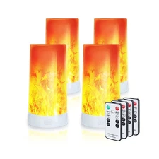 4X LED Flame Effect Light , USB Rechargeable 4 Modes Flickering Flame Candle ...