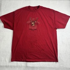 St. Johns Bay The Elk's Head Saloon Red Short Sleeve Graphic Shirt Stains XXL