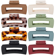 8 Pcs Large Hair Claw Clips 4.1 Inch Non-Slip Big Square Matte Claws Le