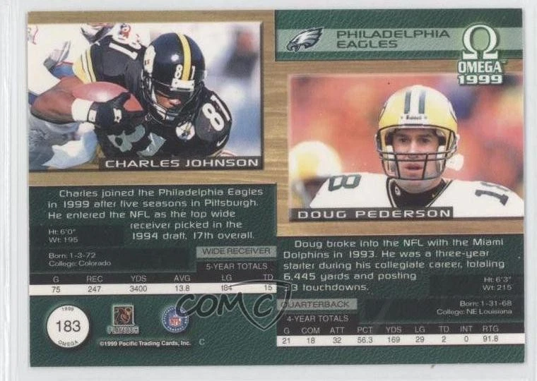 1999 Pacific Omega Copper Missing Serial Number Charles Johnson Doug Pederson - Image 2 of 2