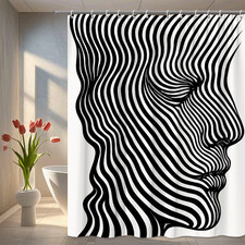 Stylish Black and White Shower Curtain with Abstract Design