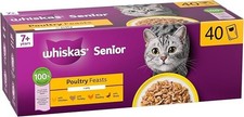 120 x 85g Whiskas 7+ Poultry Feasts Mixed Senior Wet Cat Food Pouches in Jelly 3.28 per kilo
