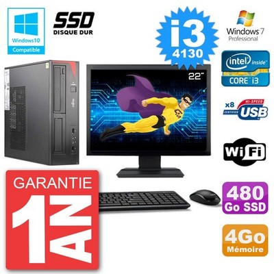 PC Fujitsu Esprimo E520 Bildschirm 22 '' i3-4130 RAM 4Go SSD 480Go Graver DVD