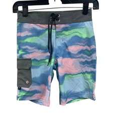 New Art Class Boys Lined Pastel Ombre Stripe UPF 50 Swim Swimming Trunks - NWT