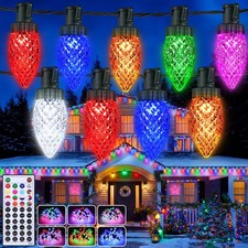 65FT C9 Color Changing RGB Christmas String Lights with Remote Control