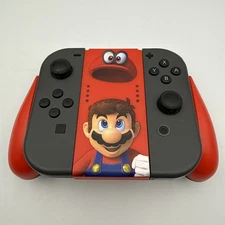 OEM Nintendo Switch Joy-Con GREY Set Controllers W/ Super Mario Power A Grip Red