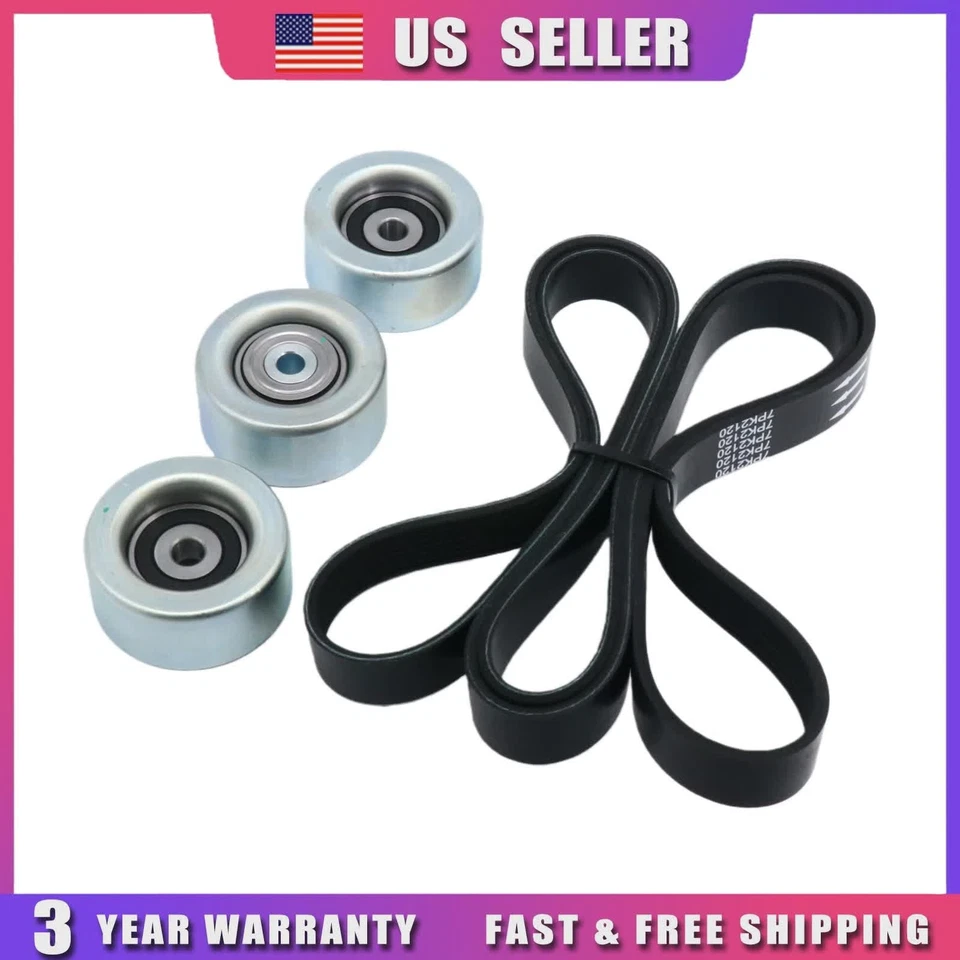 Fit Toyota 4Runner Tacoma Tundra  4.0L Serpentine Drive Belt & Idler Pulley Kit - Image 2 of 4