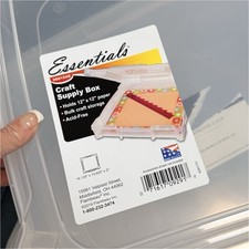 2 Essentials Clear Plastic Scrapbook Craft Supply Box 12x12 Paper Storage Case