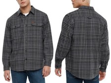 Orvis Men's Heavyweight Gray Plaid Flannel Button-Up Shirt Size Small - New