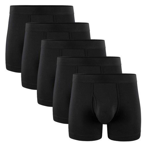 Mens Underwear Boxer Briefs for Men Cotton Men's Boxer Briefs Black Pack of 5 M