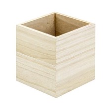 Stiftebox aus blankem Holz quadratisch #0341