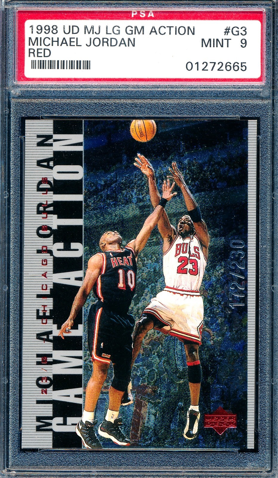 MICHAEL JORDAN 1998-99 UPPER DECK GAME ACTION SILVER #/230 PSA 9 MINT CARD #G3!