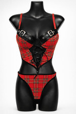 Ladies Tartan Lace-Up Bodysuit The Erotic Collection