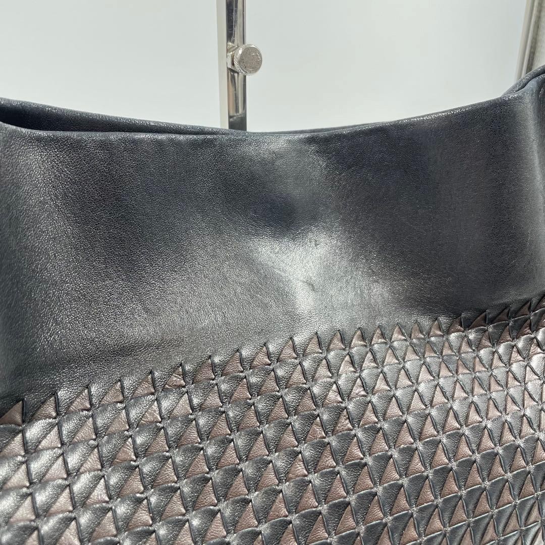 Bottega Veneta Women's Shoulder Bag Hobo Leather Intrecciato Black Vintage thumbnail 5