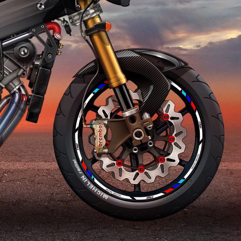 REFLECTIVE MOTORCYCLE RIM STRIPES WHEEL DECALS TAPE STICKERS CAR BIKE ...