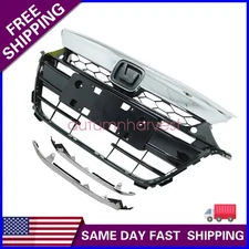 Black Front Bumper Grille W/Headlight Molding Fit Honda Accord 2018-2019
