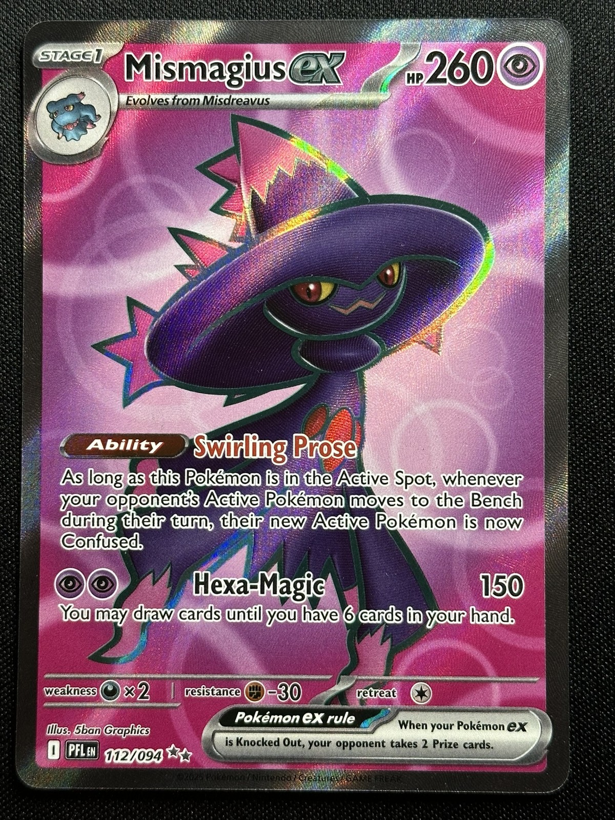 Mismagius ex Ultra Rare ME02: Phantasmal Flames 112/094 LP-NM Pokemon Card