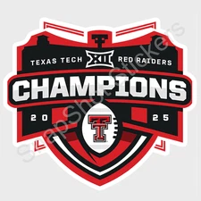 Texas Tech Red Raiders Football Big 12 Champions Vinyl Sticker/Decal 18