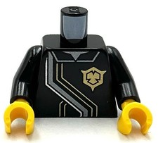 Lego Nueva Minifigura Bata Torso Negra con Borde Plateado y Plata Oscura y Cuello Parte