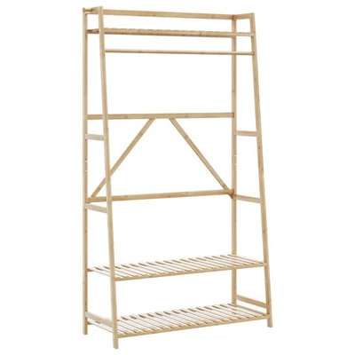 Porte-vêtement avec étagères 110x40x180 cm bambou porte-manteau vidaXL - Photo 1/4