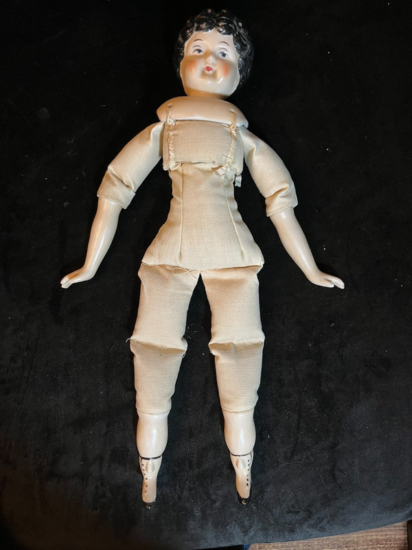 17 China Head Doll with Cloth Body - Marked "5"