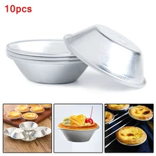 Brand New Egg Tart Moulds Cookie Hot Reusable Silver Tart 10 Pcs 7x4x2cm