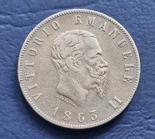 REGNO D'ITALIA VITTORIO EMANUELE II° SAVOIA MONETA DUE 2 LIRE STEMMA 1863 NAPOLI