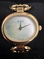 GUCCI 1600 Gold Quartz Watch White Shell Dial 25×20mm 16.5cm 6.5in