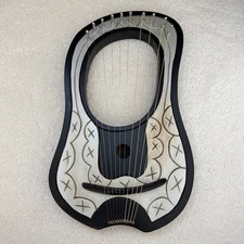 Rosewood lyre harp 10 string black /Silver Engraved with  Free key