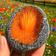 Natural Rare Meteorite Quartz Stone Orange Copper Ore Cluster Crystal Specimens