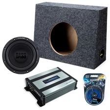 Alpine W10S4 10" Car Audio Subwoofer Truck Single Sub Box 5/8" & HA-A400.1 Amp