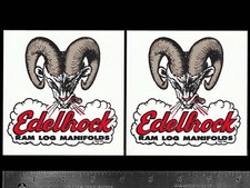 Edelbrock Ram Log Manifolds - Set Of 2 Original Vintage Racing Decalsstickers Edelbrock Ram Log Manifolds - Set Of 2 Original Vintage Racing Decalsstickers