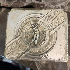 VINTAGE CIGARETTE CASE BOX GOLF WEIDLICH BROTHERS W B MFG CO. 790 SILVERPLATE