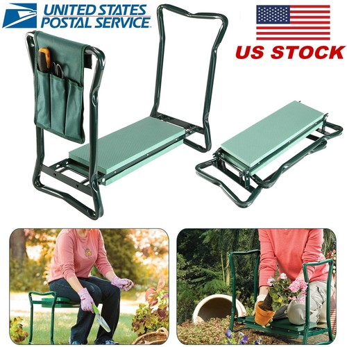 New Foldable Garden Kneeler Seat with Cushion Pad and Tools Pouch - Picture 5 of 8