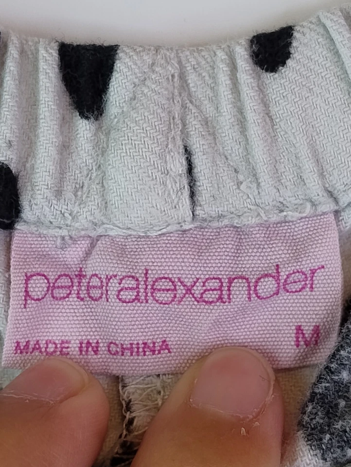 Pantalones Peter Alexander PJ Mujer M Pierna Ancha Blanco y Negro Estampado Leopardo Algodón Foto 4 de 4