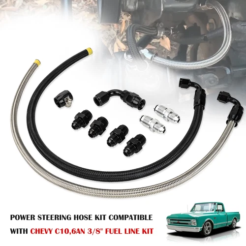Universal Power Steering Hose Kit For 1950-2000 GM LS Swap Replace - Picture 3 of 9
