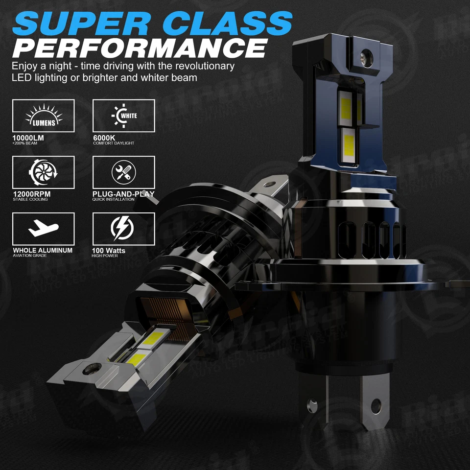 Bombilla delantera LED de haz alto/bajo para motocicleta H4 6500K faros súper brillantes Foto 4 de 4